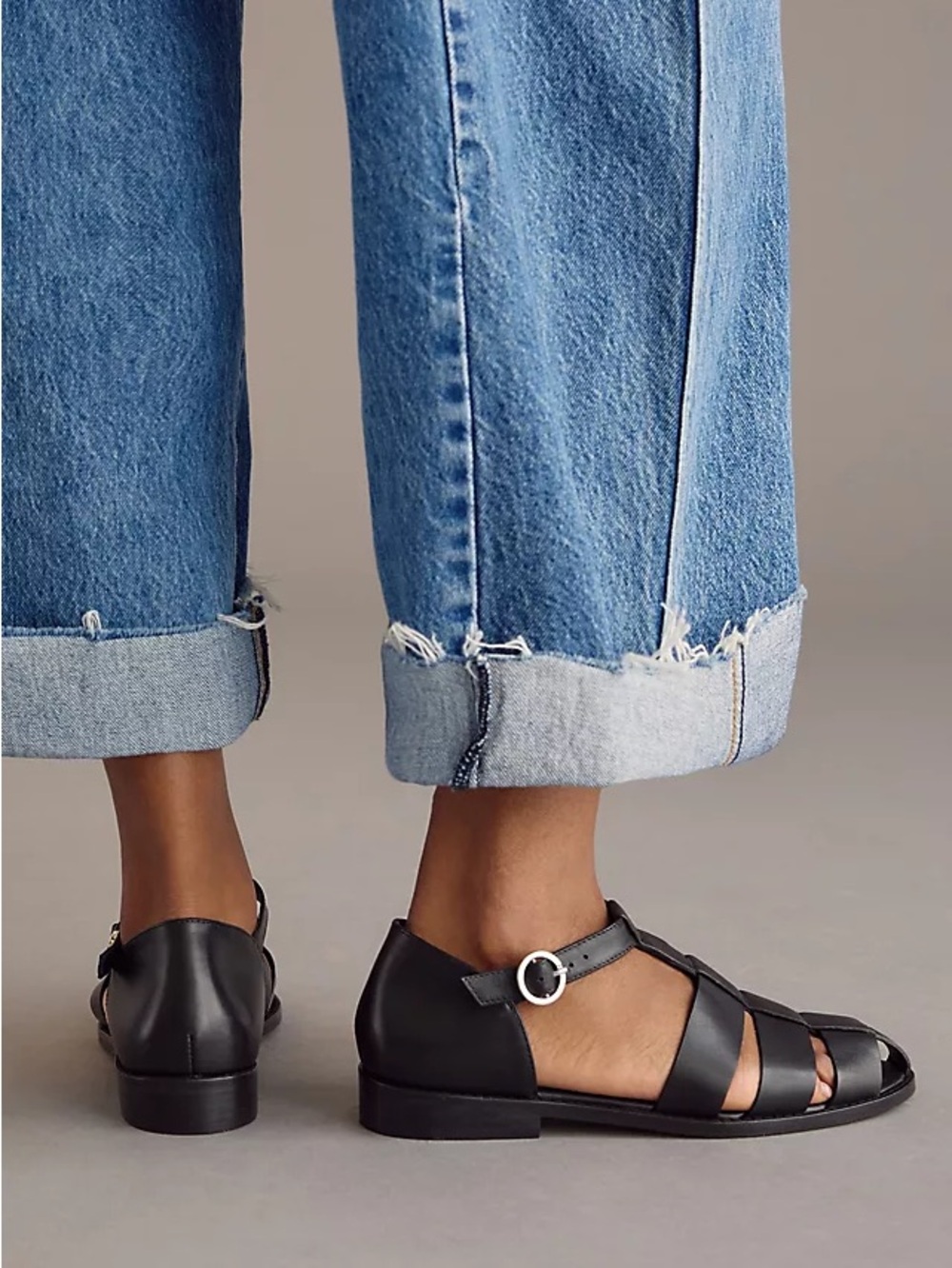 Pilcro Maris Fisherman Sandals Black Leather